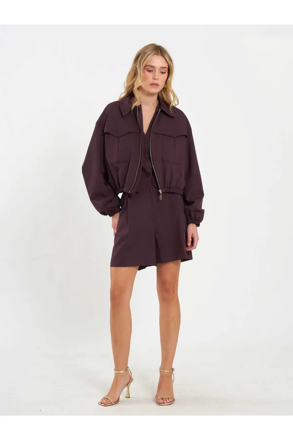 160896 Veste bomber à fermeture éclair frontale