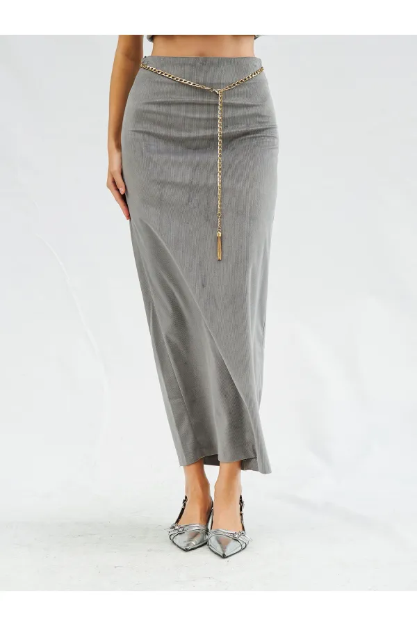 041101 Yırtmaçlı Düz Kesim Etek