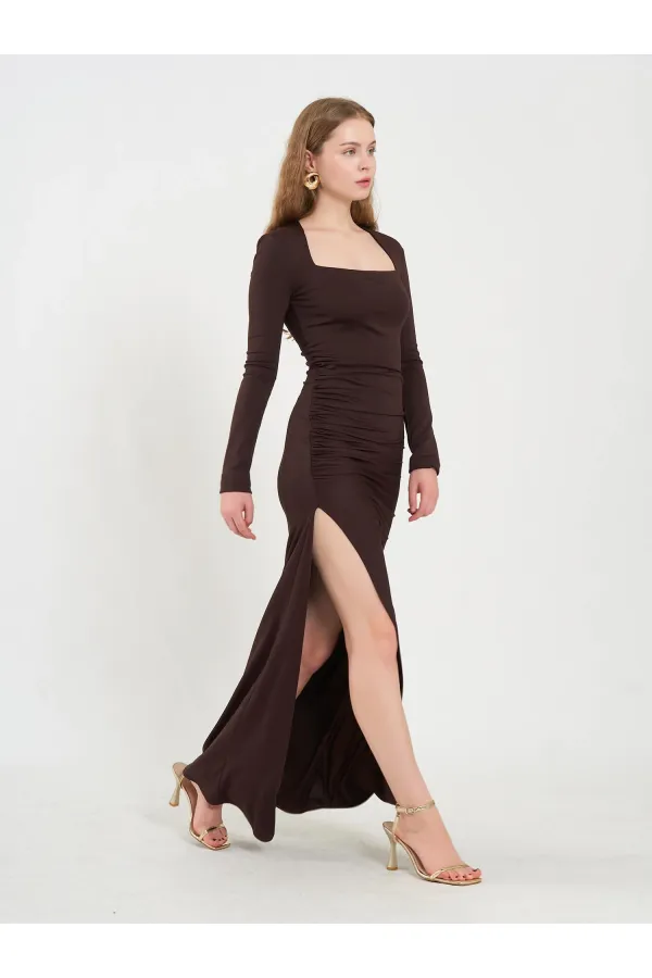 111694 Long-Sleeved Dress with Slit