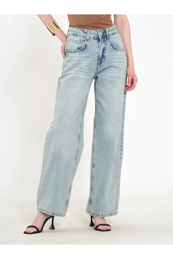 031668 Wide Leg Denim Trousers