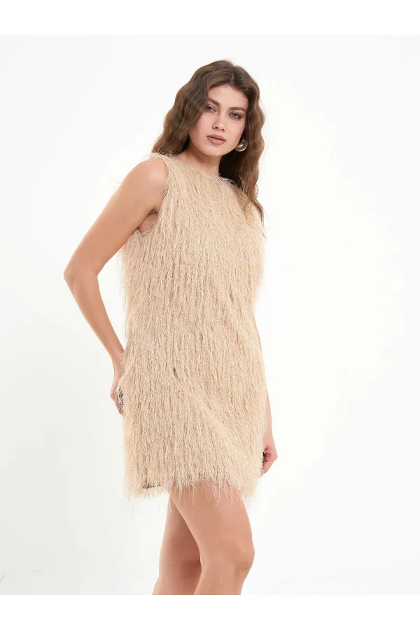 111634 Saçaklı Mini Elbise