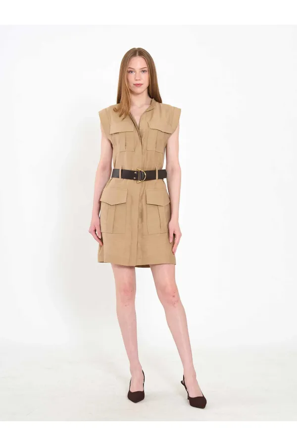 111720 Ayos Linen Mini Dress with Pocket Detail