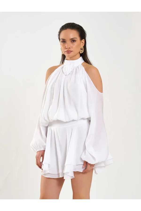 041182 Beli Nervürlü Mini Etek