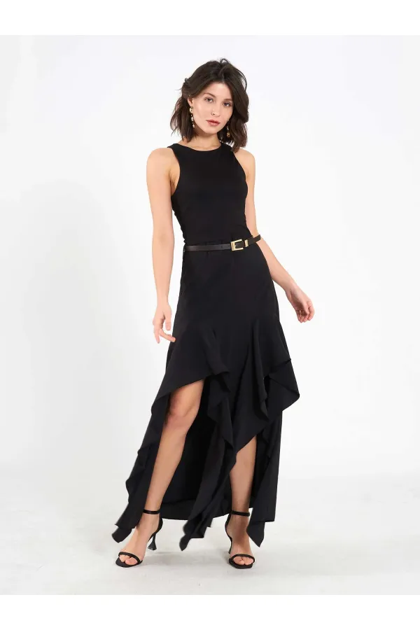 111711 Embellished Belted Dress