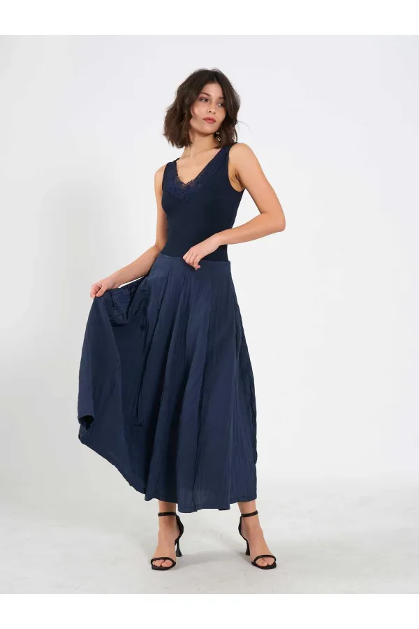 Jupe midi évasée 041188 avec dos élastiqué