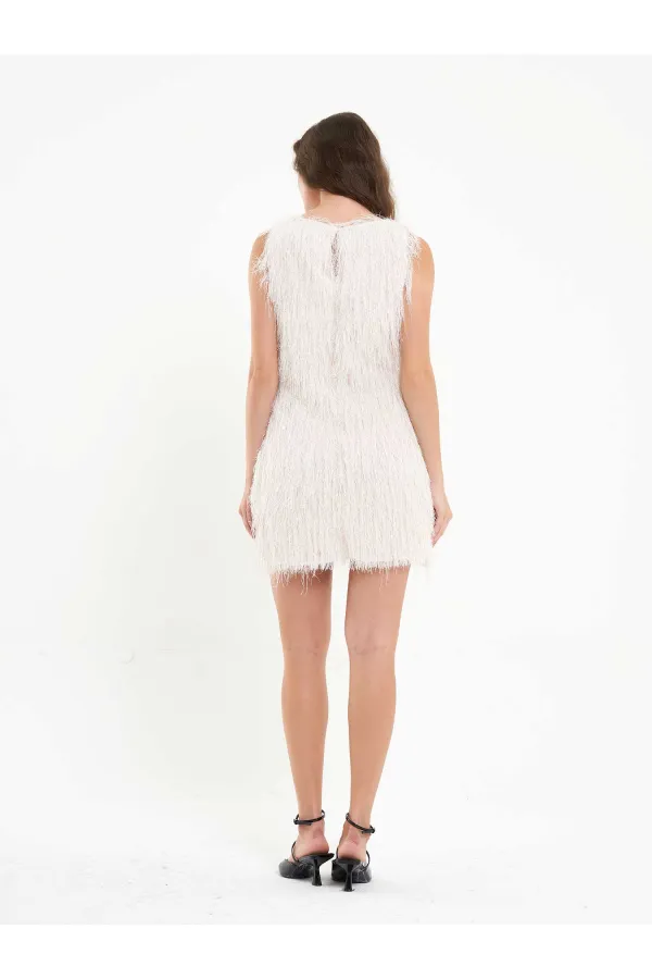 111634 Saçaklı Mini Elbise