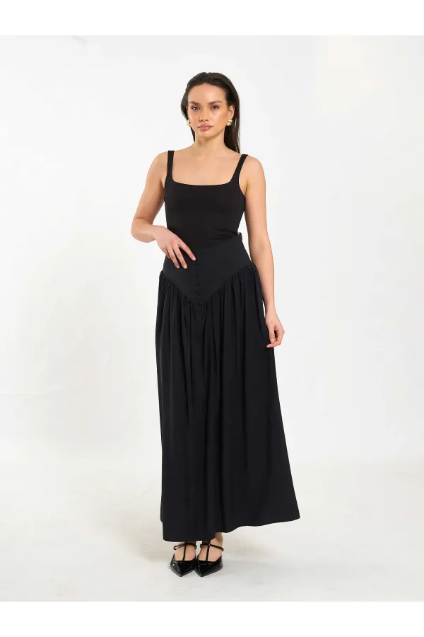 Jupe longue boutonnée sur le devant, style corset, référence 041171