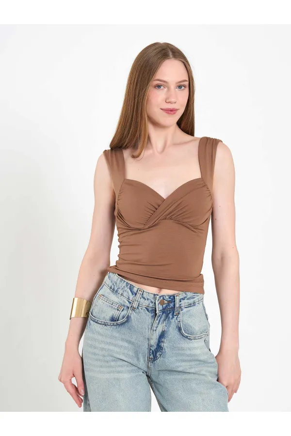 071926 Draped Front Knitted Blouse