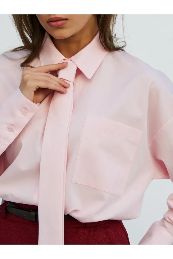 080733 Kravatlı Tek Cep Gömlek