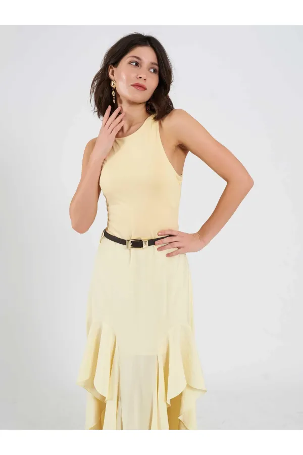 111711 Embellished Belted Dress