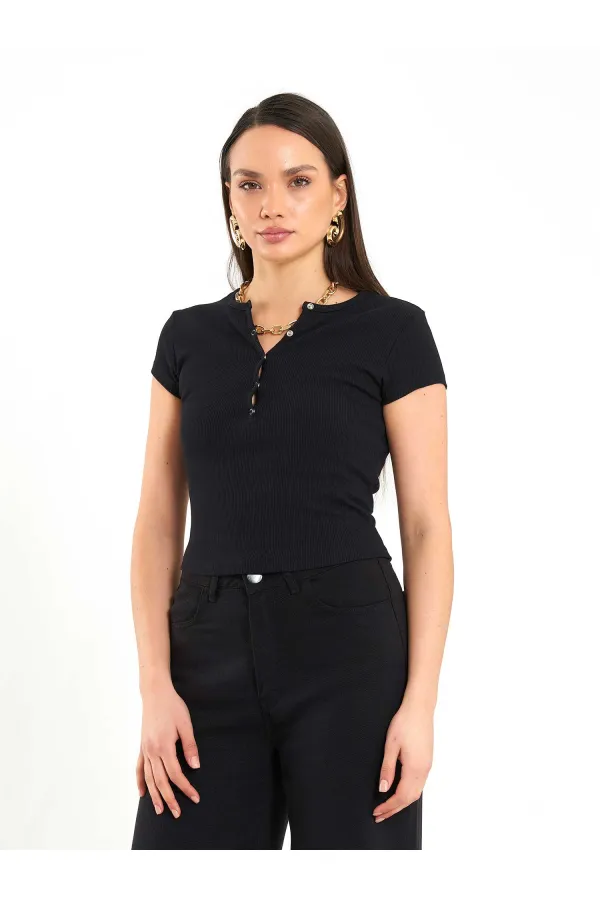 050652 Body basique à col boutonné