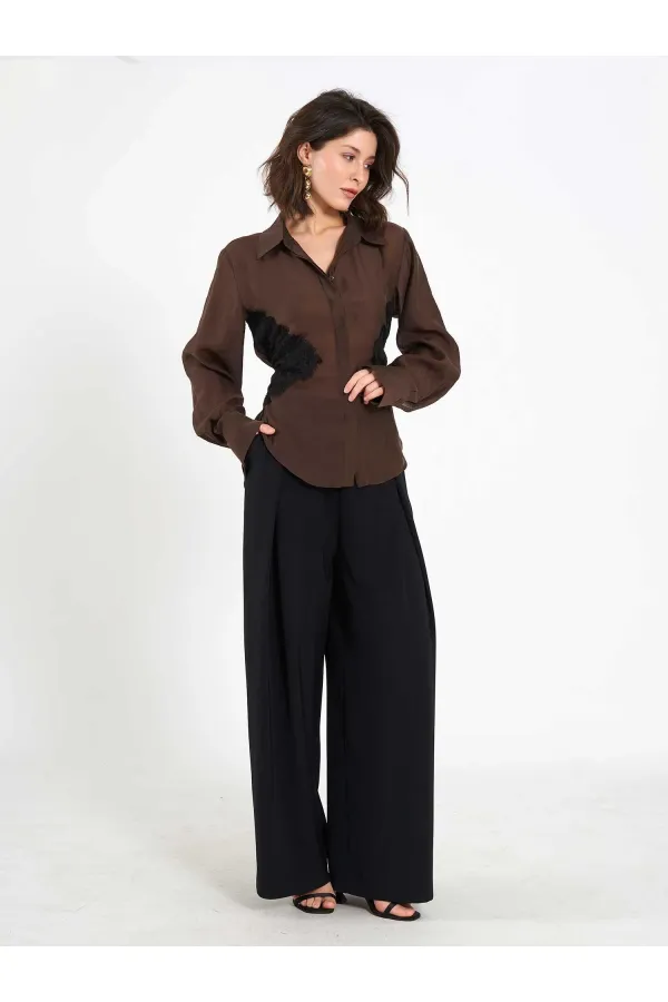 080812 Dantel Detaylı Gömlek