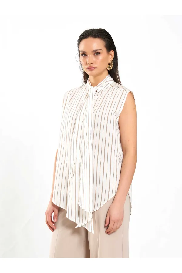 080804 Flarlı Kolsuz Gömlek