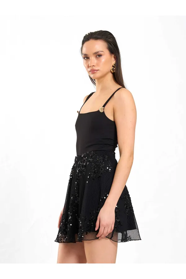 Jupe à sequins taille élastique 041183