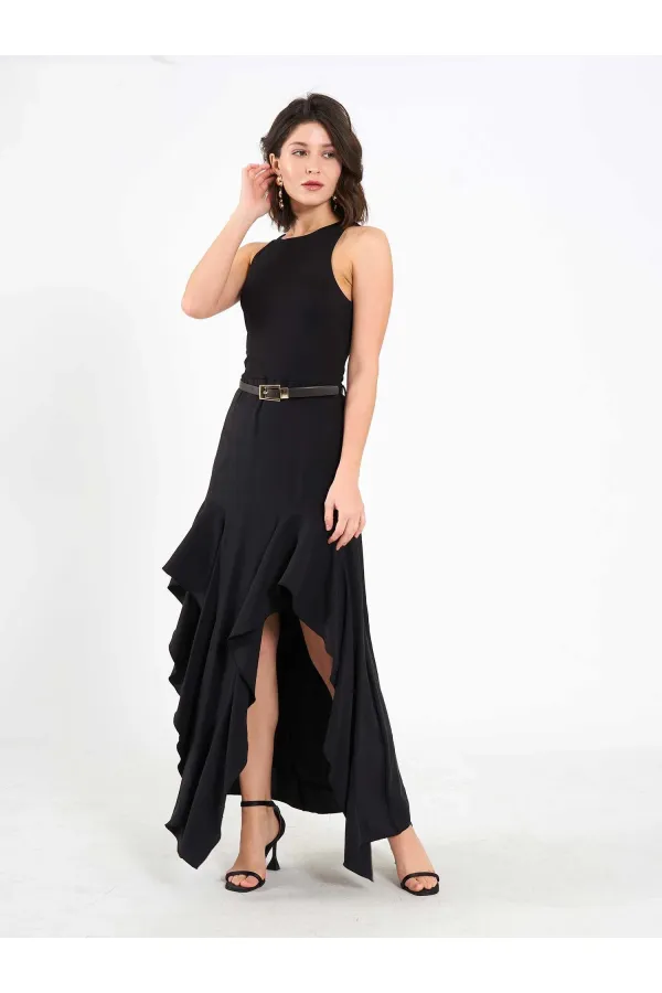 111711 Embellished Belted Dress