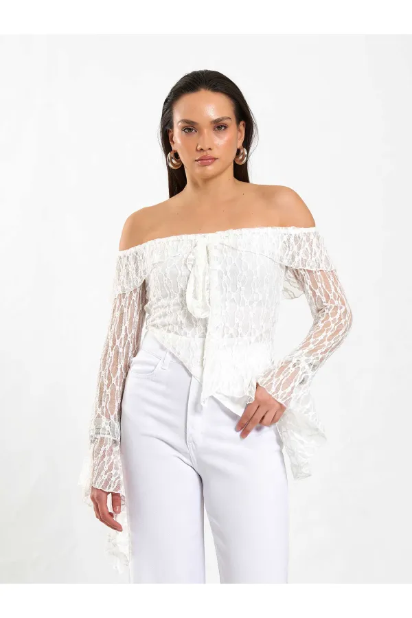 071832 Chemisier asymétrique à encolure bateau