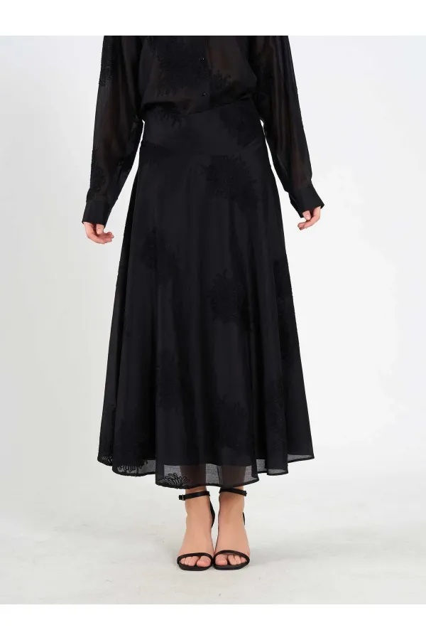 Jupe midi à volants 041192