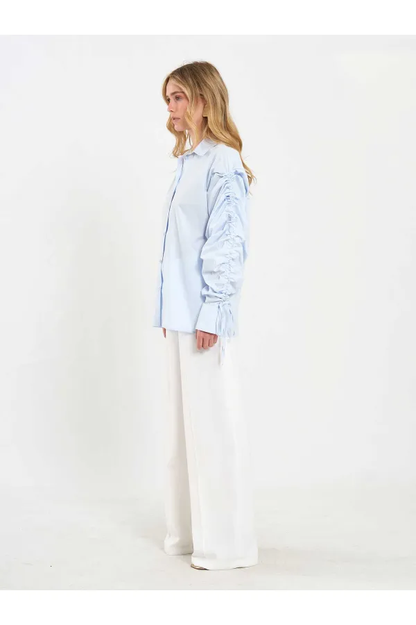 080796 Kolları Büzgülü Gömlek