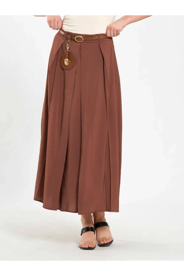 041164 A Pleated Belted Midi Skirt