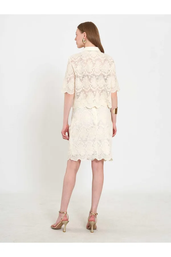 041195 Lace-Look Mini Skirt