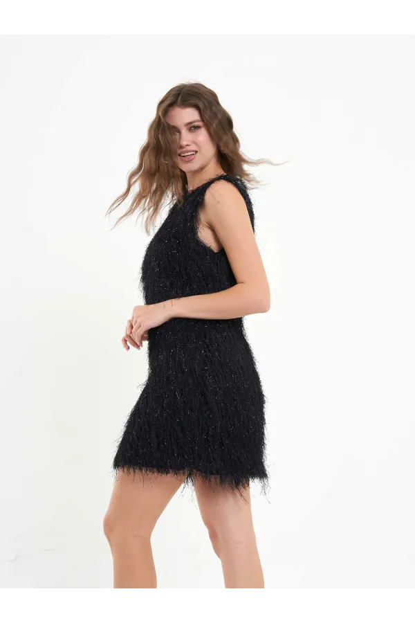 111634 Saçaklı Mini Elbise