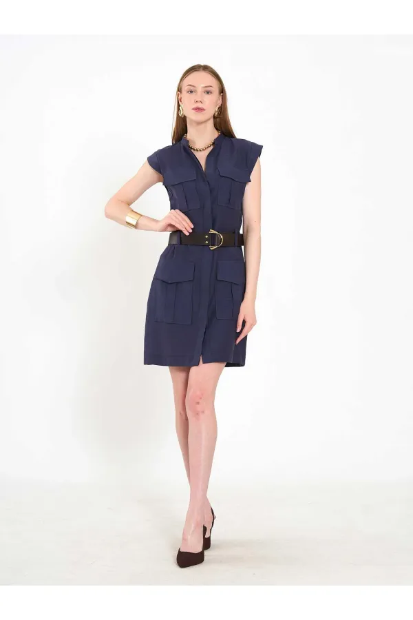 111720 Ayos Linen Mini Dress with Pocket Detail