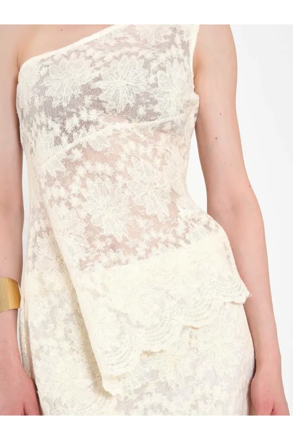 071920 Lace-Look One-Shoulder Asymmetrical Blouse