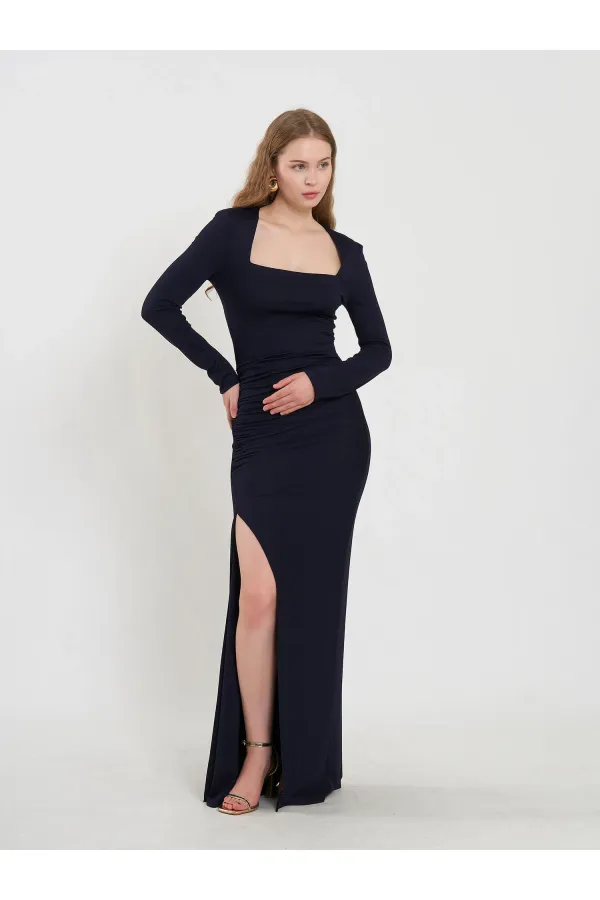 111694 Long-Sleeved Dress with Slit