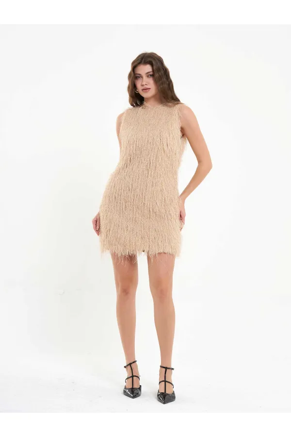 111634 Saçaklı Mini Elbise