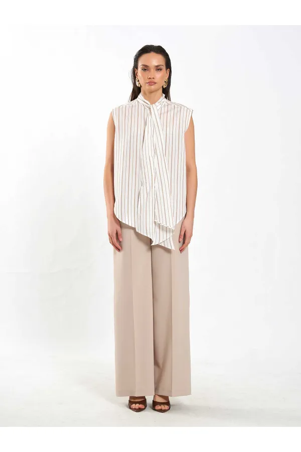 080804 Flarlı Kolsuz Gömlek