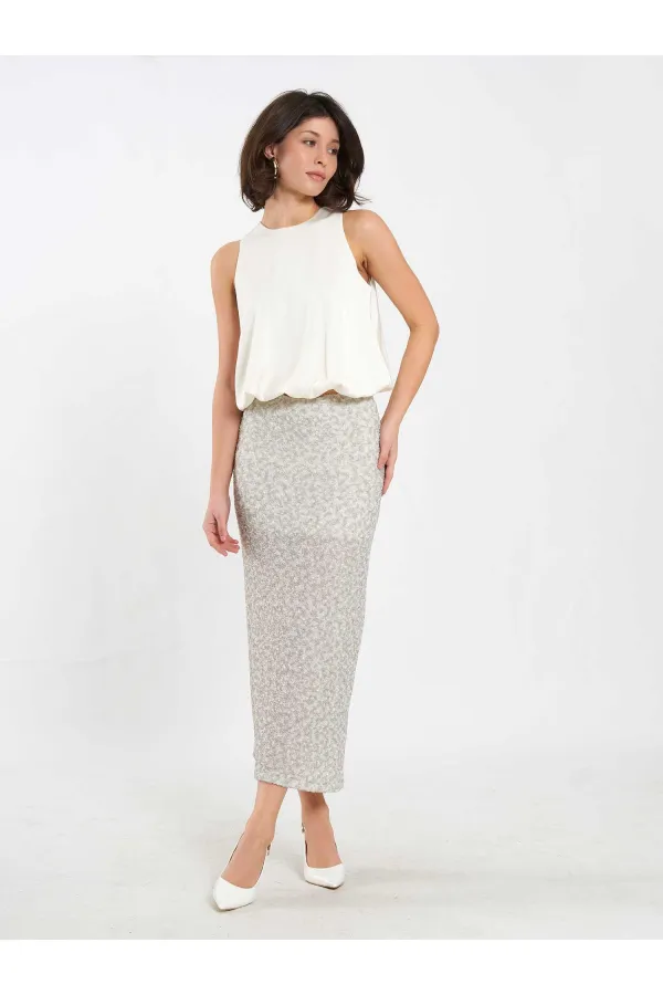 041185 Sequined Midi Skirt