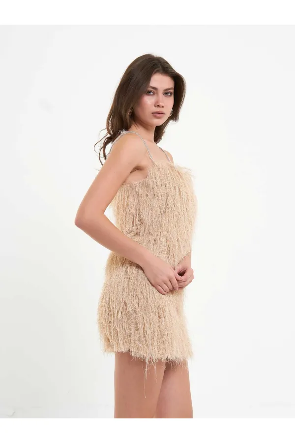 111658 Saçaklı Mini  Elbise