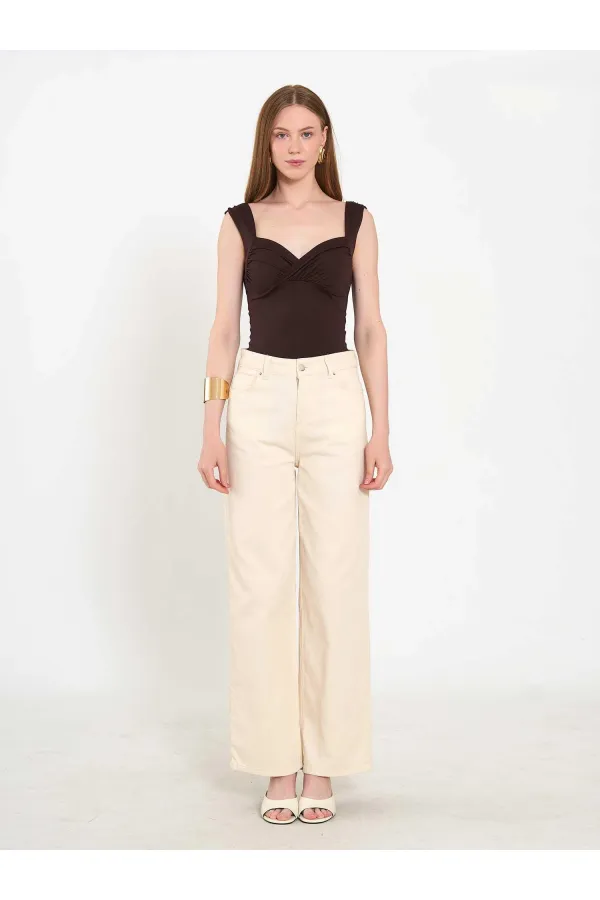 031668 Geniş Paça Denim Pantolon