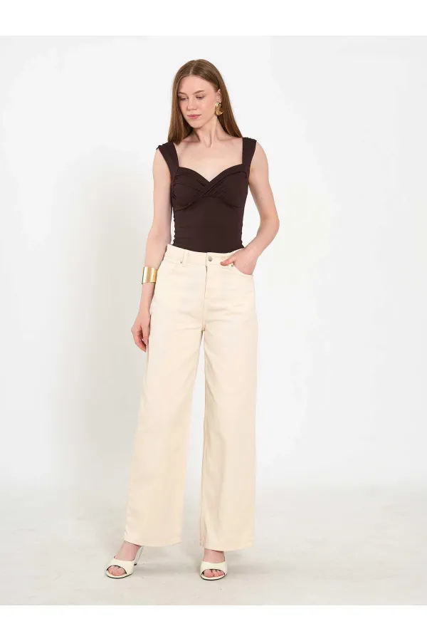 031668 Geniş Paça Denim Pantolon