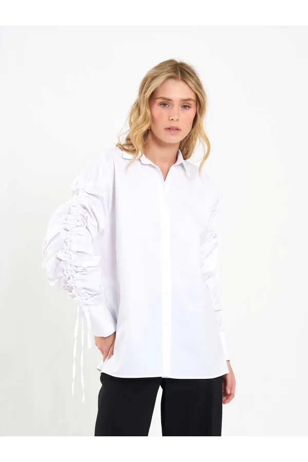 080796 Shirt with Gathered Sleeves