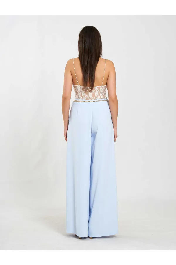 031641 Pervazlı Çift Pile Pantolon