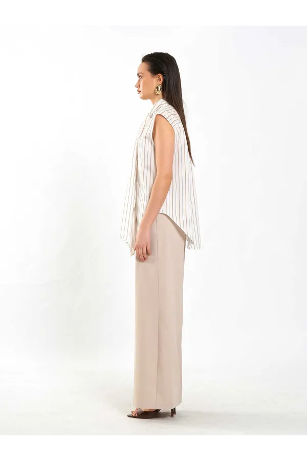 080804 Flarlı Kolsuz Gömlek