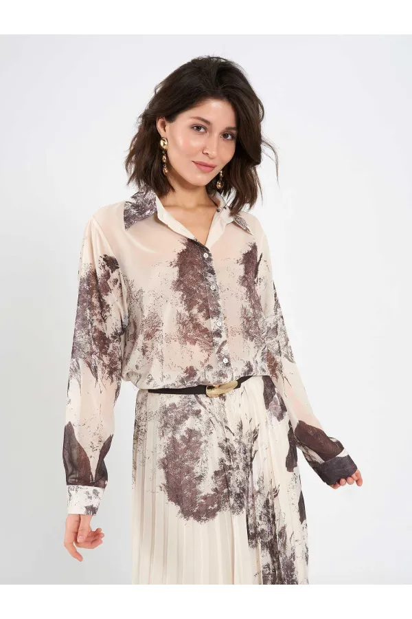 080813 Watercolor Effect Chiffon Shirt