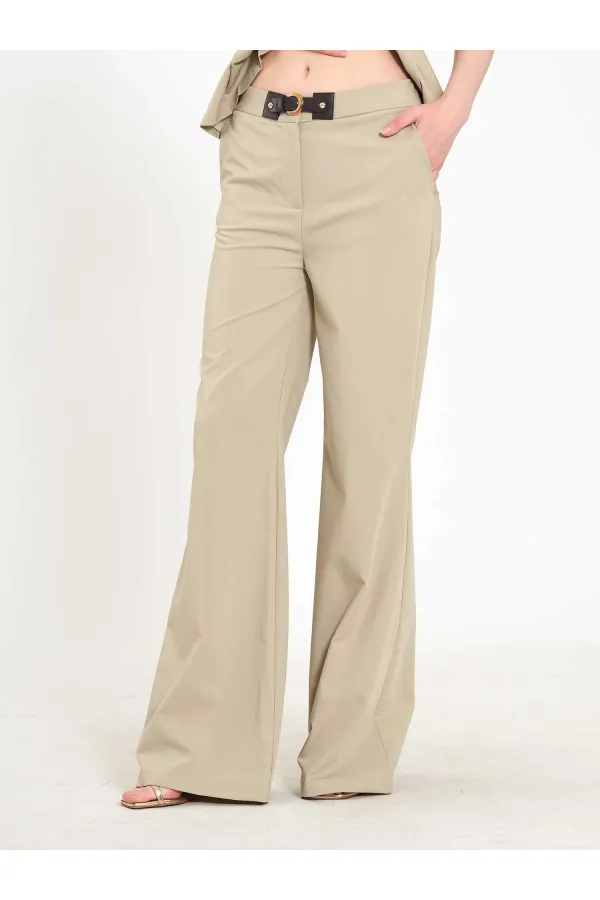031673 Stella Straight Leg Trousers with Belt Buckle