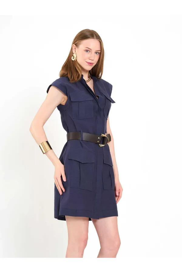 111720 Ayos Linen Mini Dress with Pocket Detail