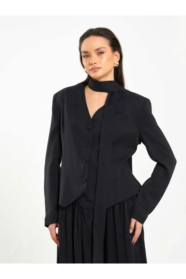 131049 Veste châle à col en V