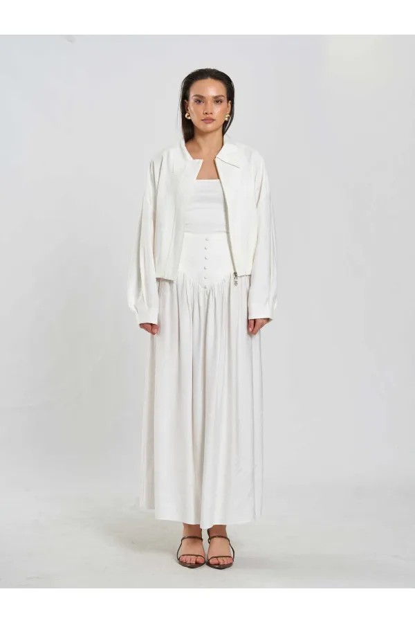 041171 Corset-style Long Front Buttoned Skirt