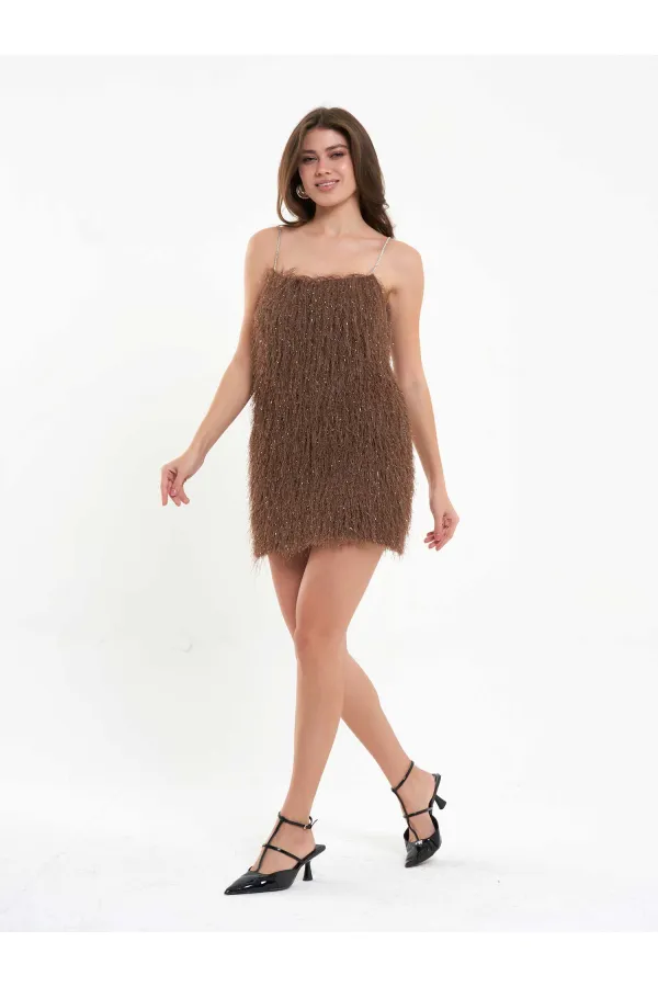 111658 Saçaklı Mini  Elbise