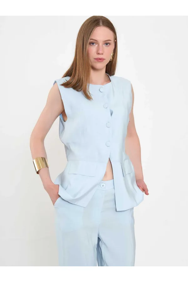 120732 Vest with Ruffled Hem