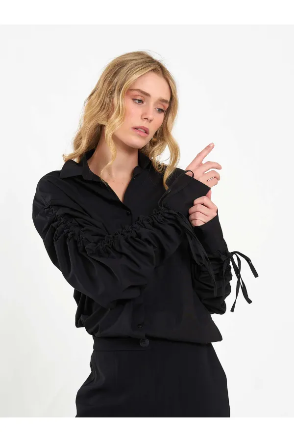 080796 Shirt with Gathered Sleeves