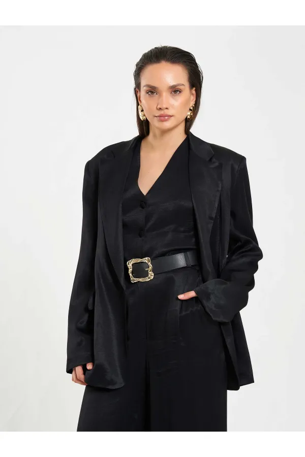 131055 Tek Düğme Oversize Ceket