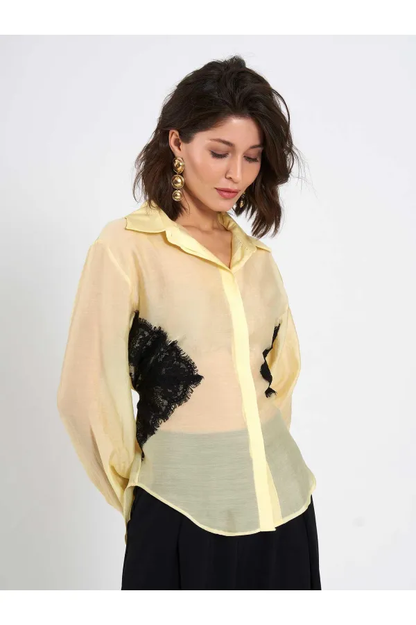 080812 Dantel Detaylı Gömlek