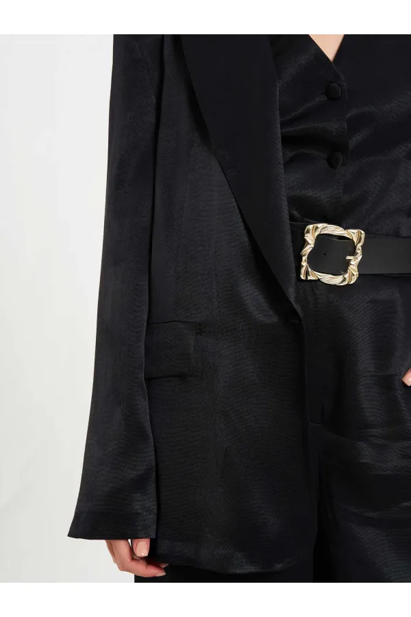 131055 Tek Düğme Oversize Ceket
