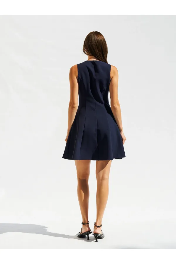 111611 Sleeveless Mini Button Detail Dress