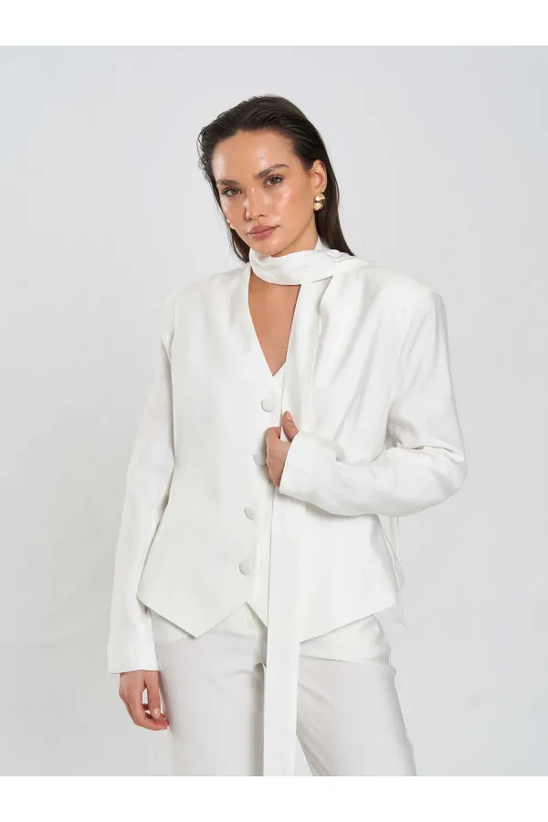 131049 Veste châle à col en V